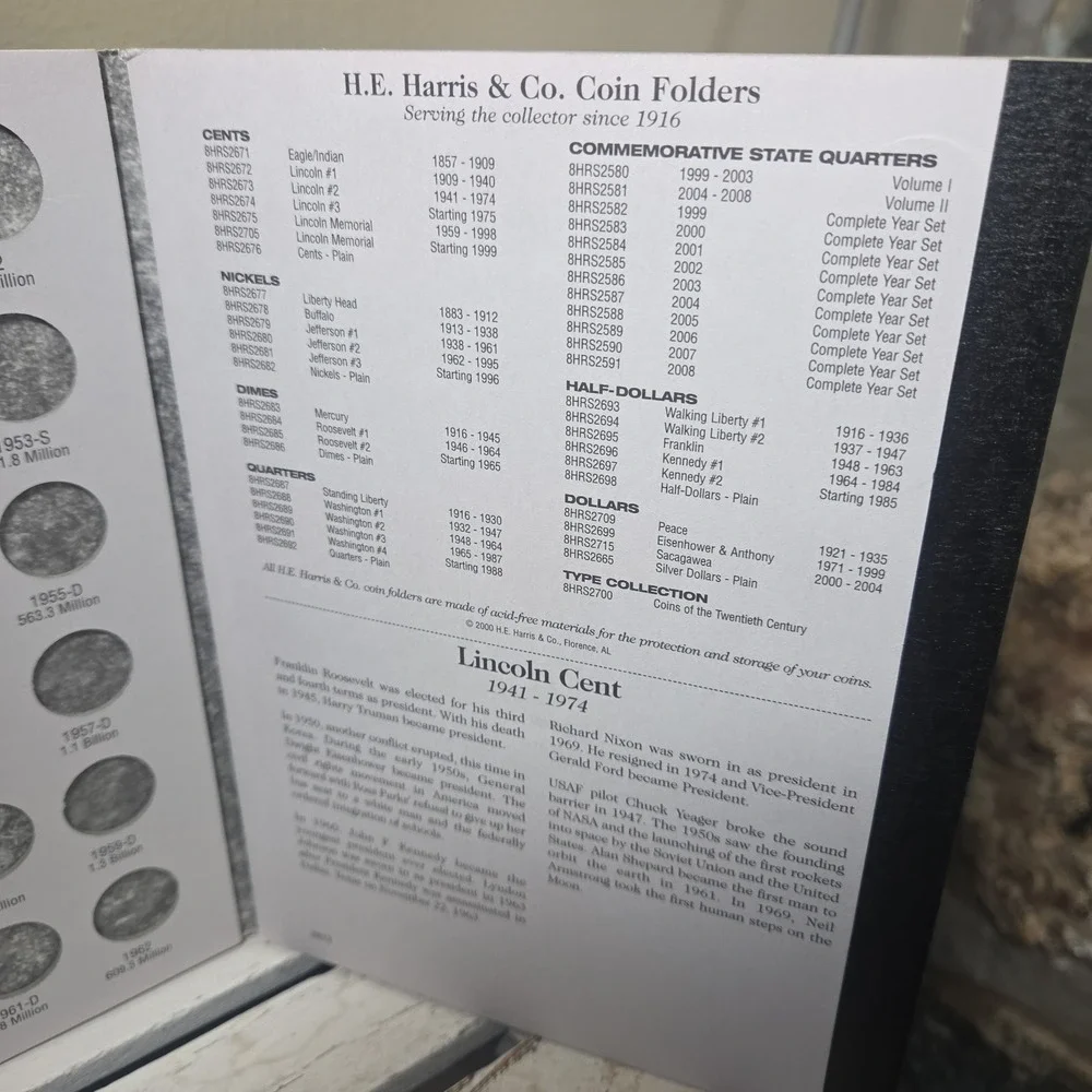 He Harris Lincoln Cents Penny Coin Folder 1941-1974